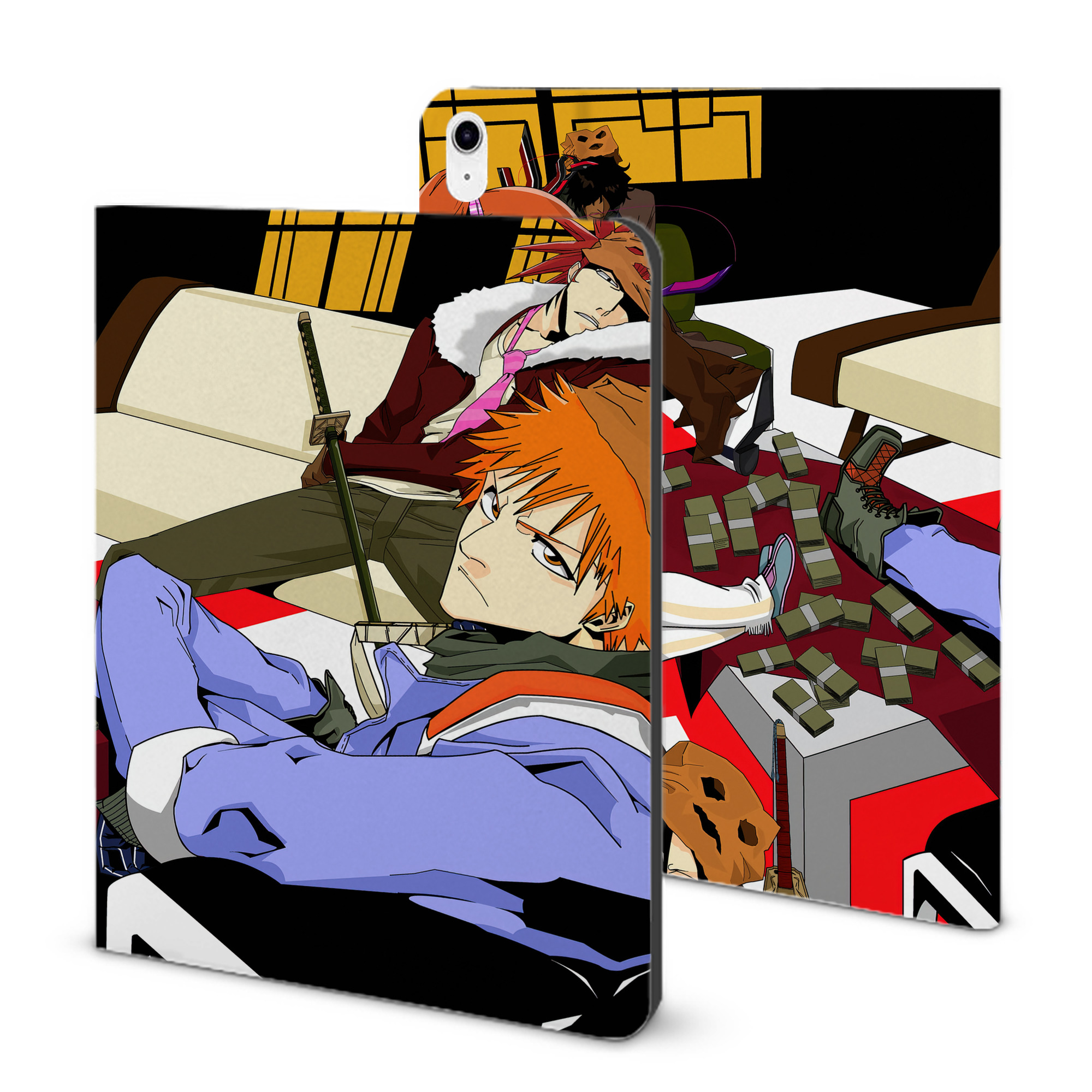 （画像用） ブリーチ BLEACH IPad ケース ブック型 PUレザー TPU 耐衝撃 軽量 薄型 ペン収納なし 全面保護 IPad 各モデル対応